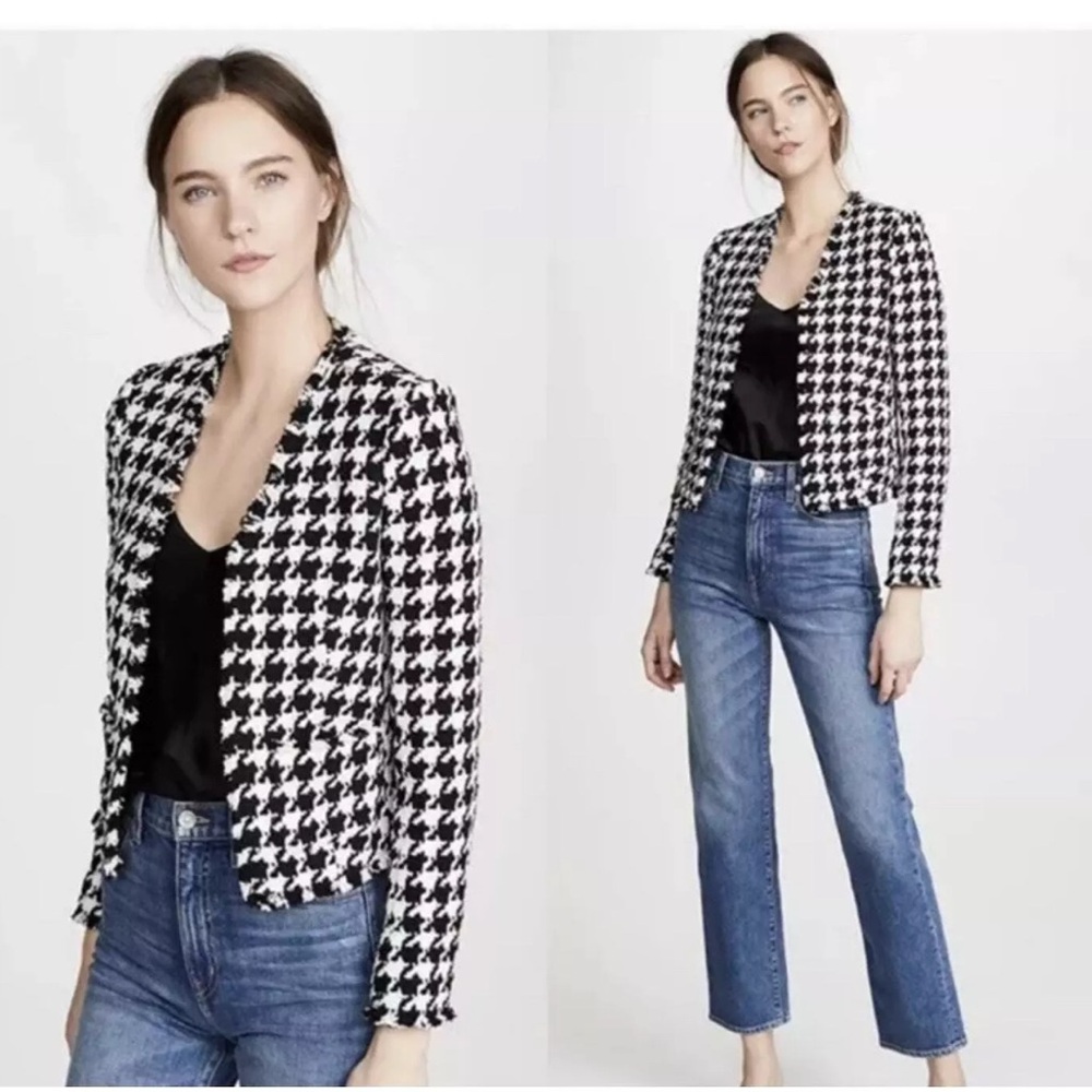 L'AGENCE Tweed Houndstooth black and cream Adette Jacket, NWT, size 4